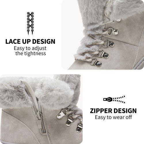Grey Synthetic Leather Winter Boots with Faux Fur Lining – Durable, Comfortable Casual Shoes - Image 4
