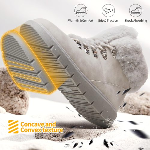 Grey Synthetic Leather Winter Boots with Faux Fur Lining – Durable, Comfortable Casual Shoes - Image 3