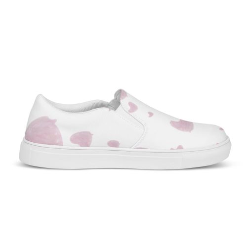 White Fabric Slip-On Shoes with Pink Heart Pattern – Comfortable, Breathable & Stylish - Image 4