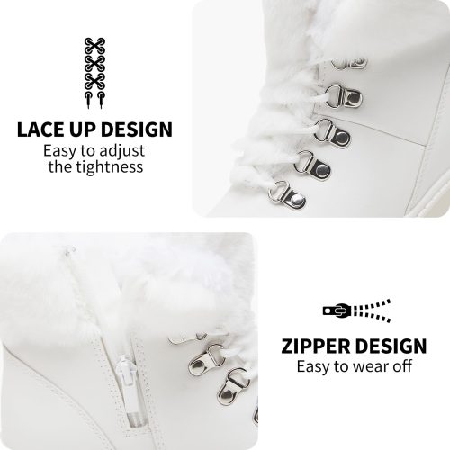 White Synthetic Leather Winter Boots with Faux Fur – Durable, Stylish & Comfortable Casual Footwear - Image 4