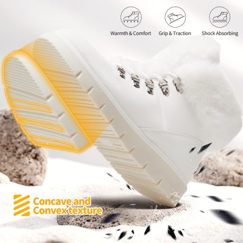 White Synthetic Leather Winter Boots with Faux Fur – Durable, Stylish & Comfortable Casual Footwear - Image 3