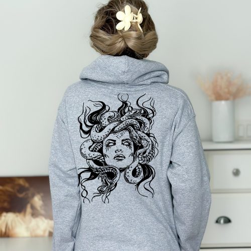Medusa Snake Face Hoodie – Greek Mythology Sweatshirt for Women, Witchy Goddess Graphic Hoodie, Snake Head Pullover - Image 2