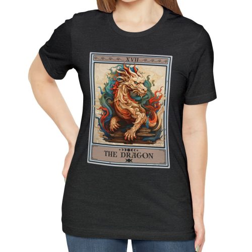 The Dragon Tarot Card T-Shirt – 100% Cotton Zodiac Graphic Tee for Women – Asian Fantasy Art - Image 2
