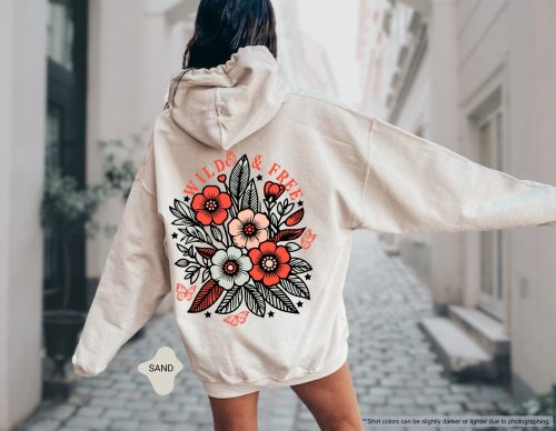 Wild and Free Hoodie – Floral Graphic Sweatshirt for Women, Country-Inspired Freedom Hoodie, Wildflower Cozy Top - Image 4