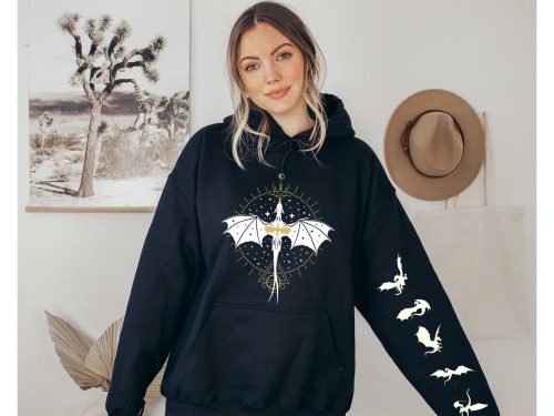Dragon Rider Sweatshirt,Basgiath War College Hoodie,Fourth Wing ,Die Or Fly Tee,Riders Quadrant Tee, Women Gift Tee,Dragons Print on Sleeve - Image 2