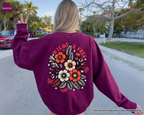 Wild and Free Hoodie – Floral Graphic Sweatshirt for Women, Country-Inspired Freedom Hoodie, Wildflower Cozy Top - Image 5