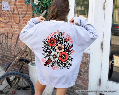 Wild and Free Hoodie – Floral Graphic Sweatshirt for Women, Country-Inspired Freedom Hoodie, Wildflower Cozy Top - Image 3