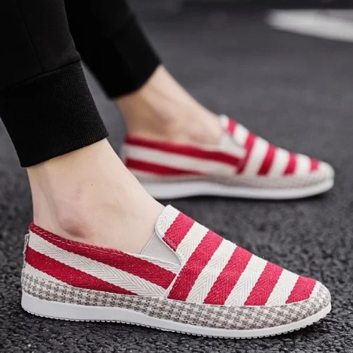 Men’s Slip-On Canvas Shoes – Blue & White Striped, Fashionable, Breathable, Non-Slip Rubber Sole - Image 8