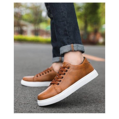 Unisex White Casual Sneakers – Anti-Wear Rubber Sole, Breathable Inner Fabric, Low-Top Lace-Up Design - Image 5