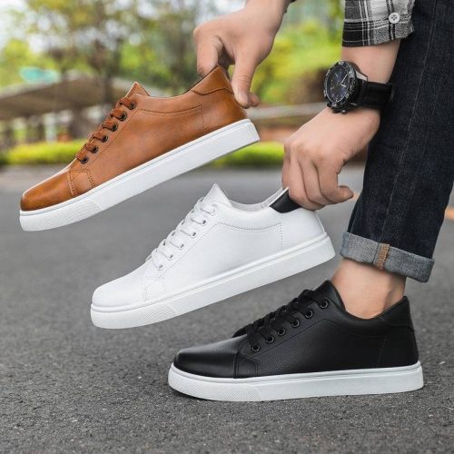Unisex White Casual Sneakers – Anti-Wear Rubber Sole, Breathable Inner Fabric, Low-Top Lace-Up Design - Image 4