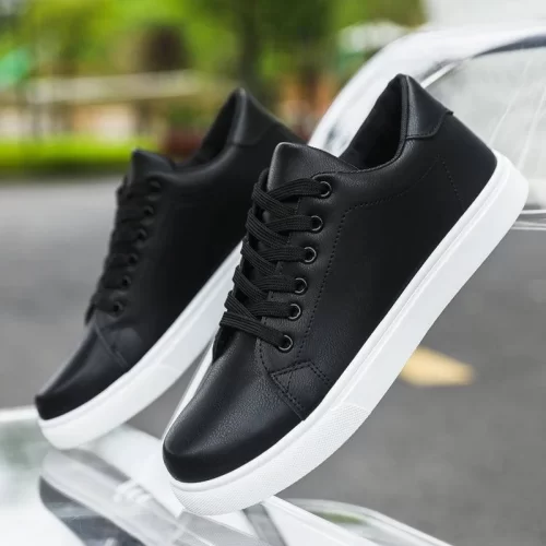 Unisex White Casual Sneakers – Anti-Wear Rubber Sole, Breathable Inner Fabric, Low-Top Lace-Up Design - Image 6